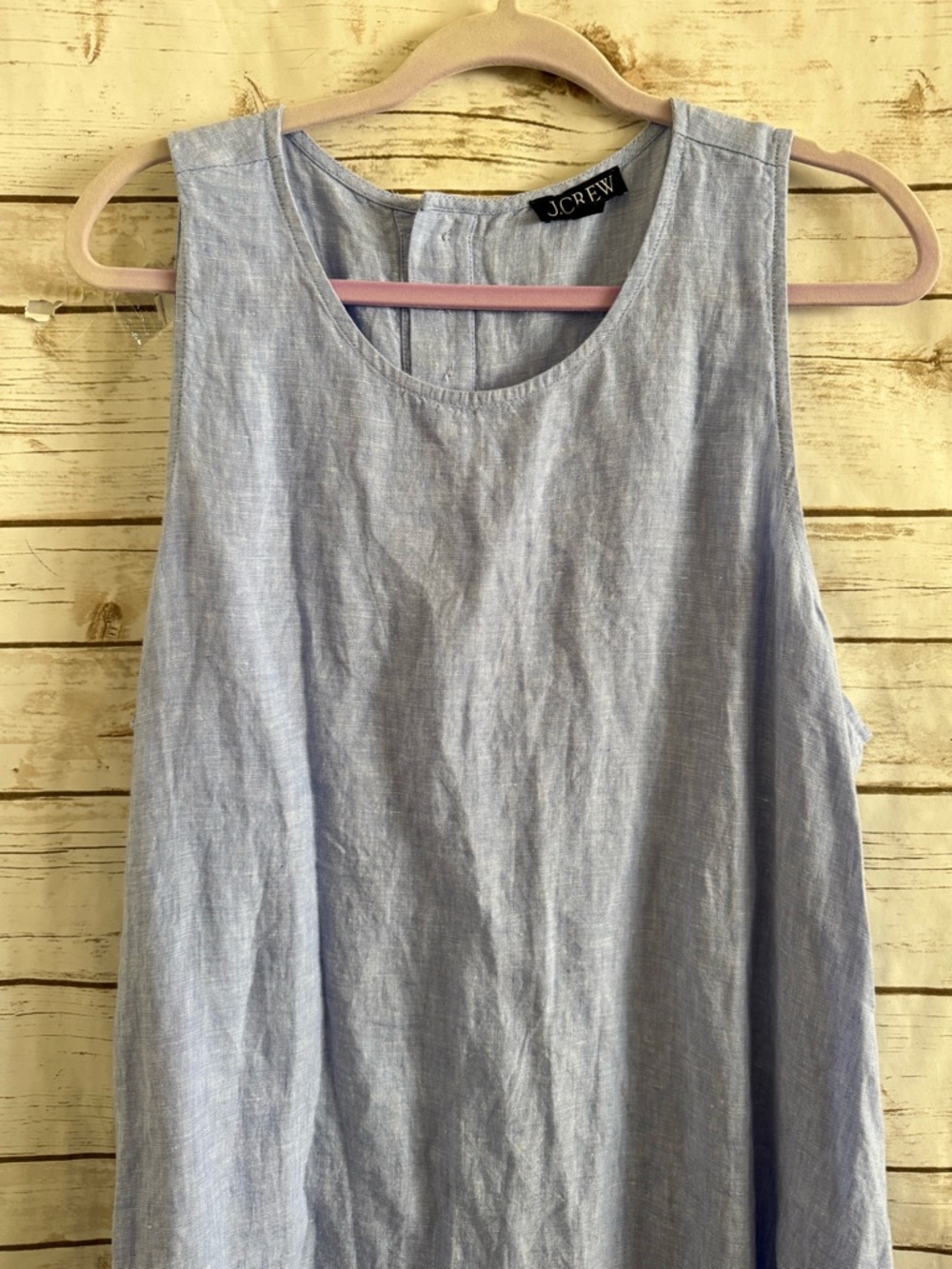 J.Crew Linen French Blue Maxine Button-Back Shift Dress Size 20 plus Sleevelesss - Picture 3 of 9